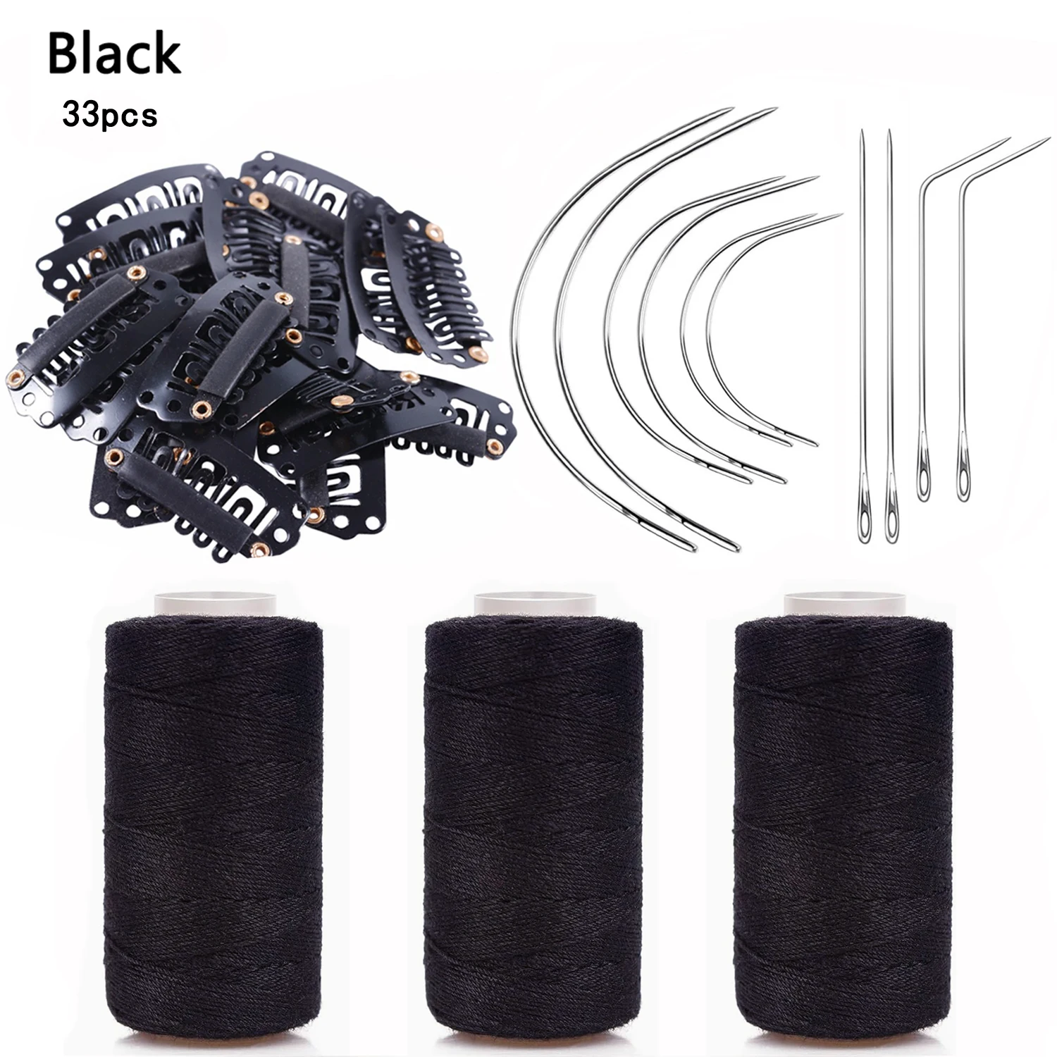 20 قطع 32 مللي متر قطع الشعر مشابك شعر مستعار على شكل حرف U وصلات شعر مستعار 3 موضوع مع 10 قطعة إبرة لصنع إكسسوارات شعر مستعار #1