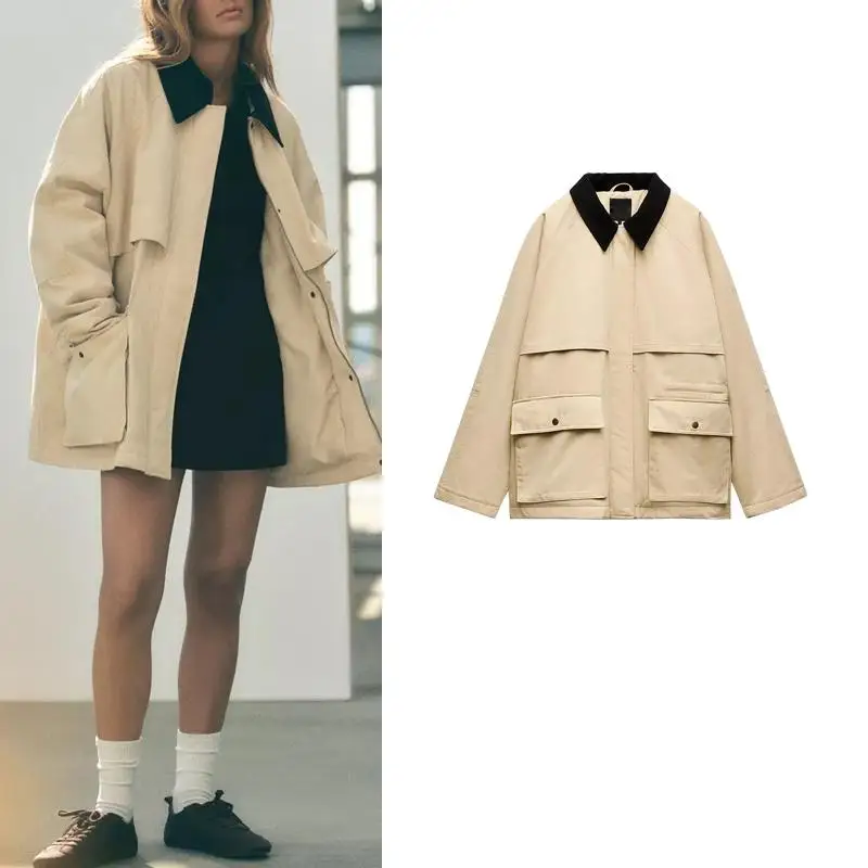 

Осень-зима, новое свободное вельветовое пальто с воротником-стойкой на одной пуговице, длинное хлопковое пальто-джат, уличное свободное пальто ort Length