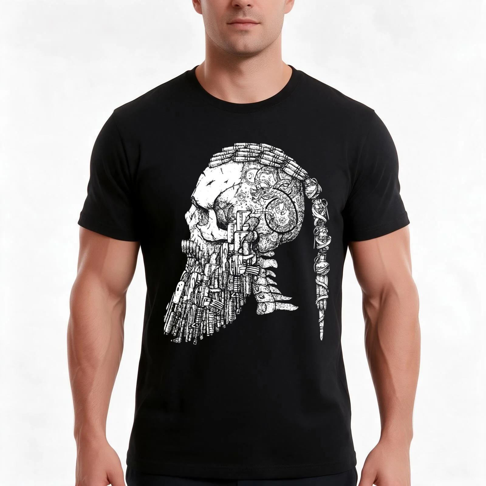 Bearded Viking Skull Viking Tattoo Ragnar Viking Classic T-Shirt, Summer Casual Cotton Tee, Oversized Streetwear Tops