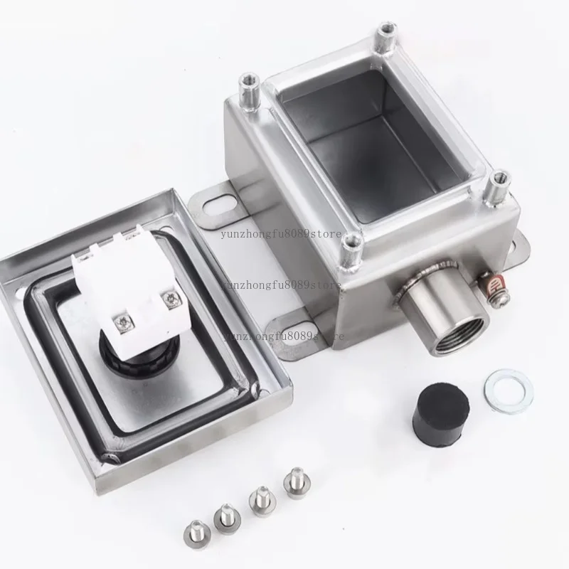 304 Stainless Steel Explosion-Proof Emergency Stop Push Button Box, IP65 Wall Mounted Switch with Protective Cover