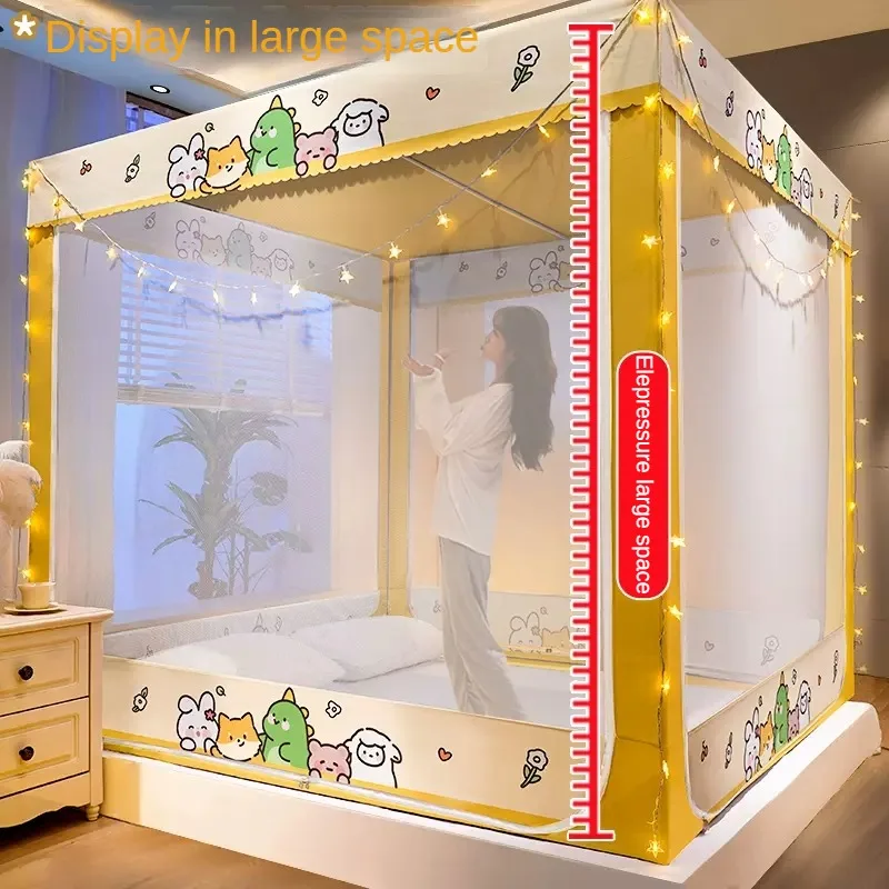 Mongolian Style Bed Tent Mosquito Net With Support Frame Shading Anti-fall Bed Curtain Kids Anti-mosquito Cover For Household