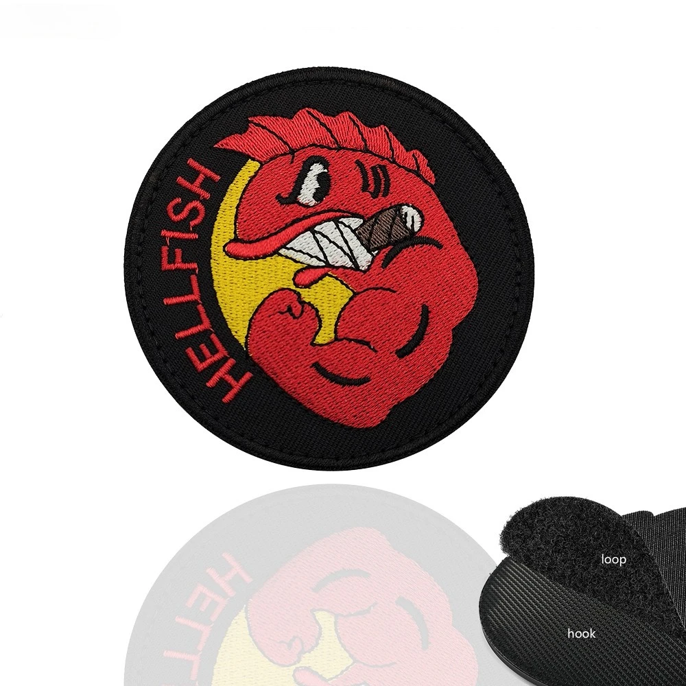 

Логотип команды «Симпсоны» Flying Hellfish, круглый значок «Летающая Hellfish», тканевые нашивки с вышивкой, нашивка для рюкзака