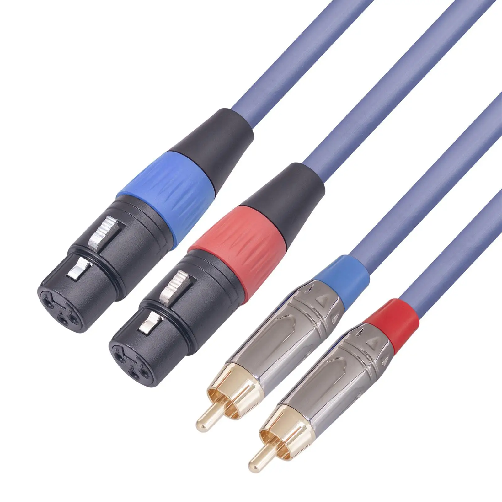 Dual Female XLR to Dual RCA Cable Portable HiFi Stereo for Mixers Amplifiers Speaker Livestream Broadcast Home Audio Laptop