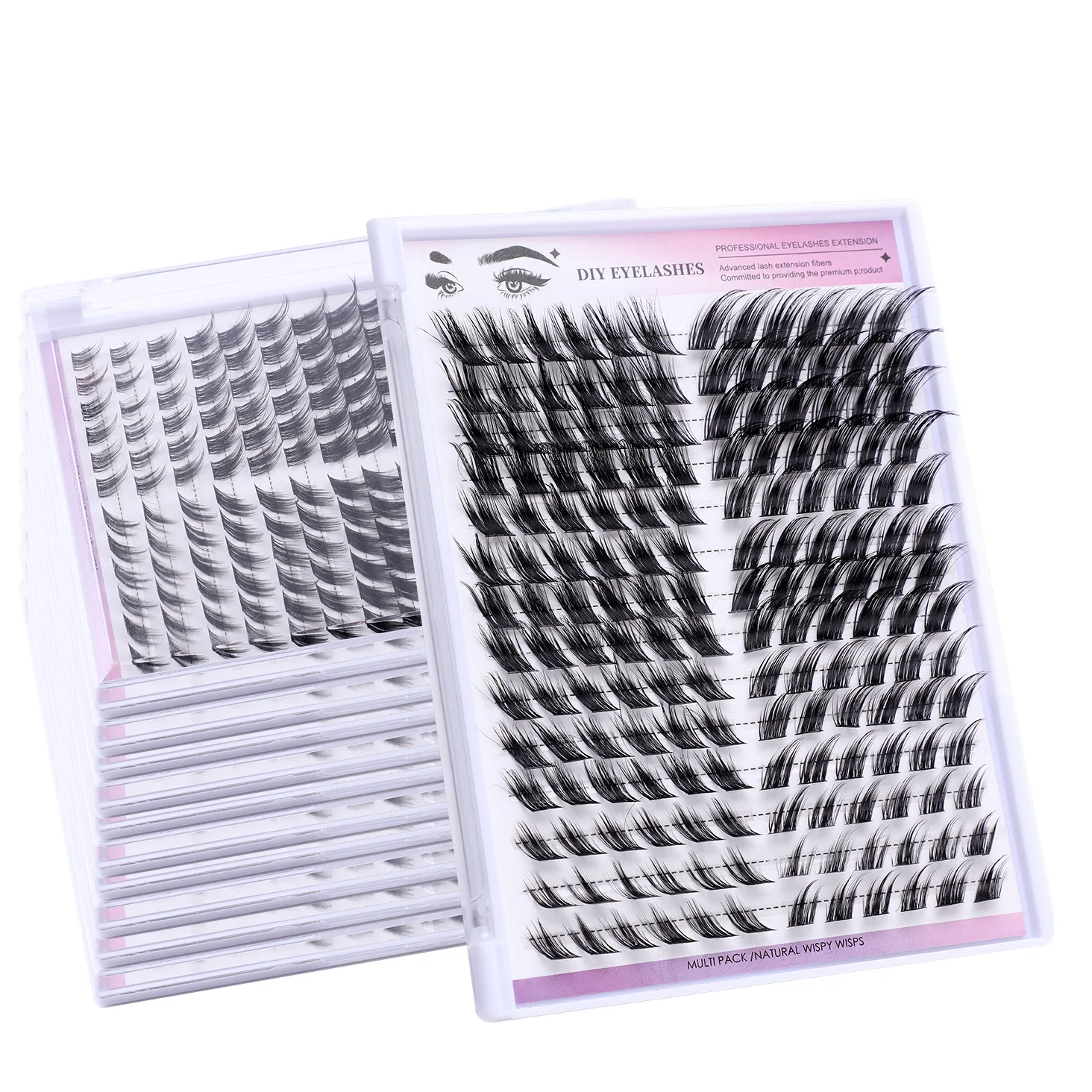 

Fox style diy segment eyelash extension false lash 168 clusters eyelashes bond and seal tweezer comb bush pink eyelash kit