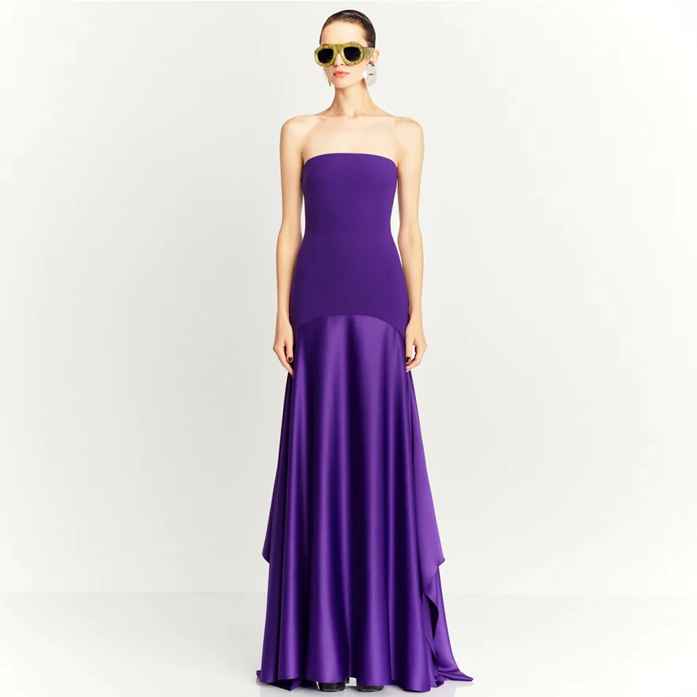 

2024 Purple Evening Dress For Women Jersey&Satin Ruffles Elegant Party Mermaid&Trumpet Sleeveless Dress Long