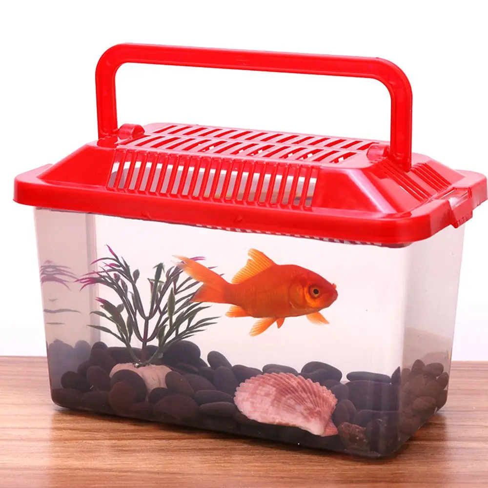 Acuario de alimentación transparente portátil, productos para mascotas, tanque de peces dorados, tanque de tortuga, caja de hámster