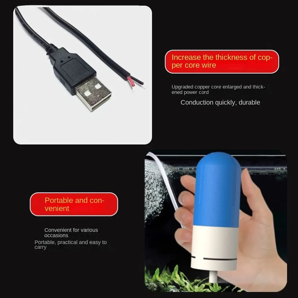 Adjustable Speed Aquarium Oxygen Air Pump Ultra Quiet USB Charging Air Compressor Aerator Anti-slip Portable Mini Oxygen Pump