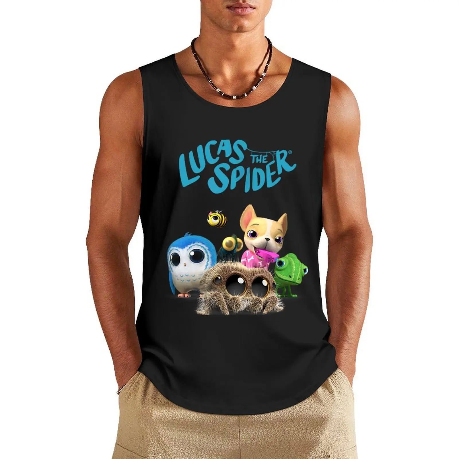 

Lucas the Spider & Friends T-Shirt, Jumping Spider Shirt, Spider Shirt, Lover Gift Tank Top singlet for men anime clothes