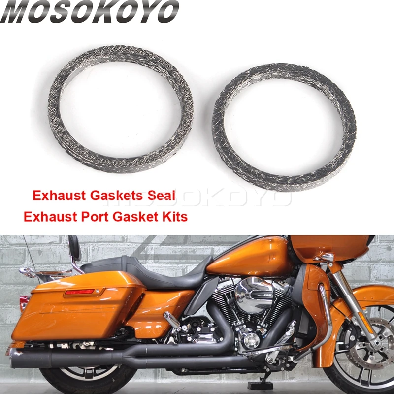 Muffler Exhaust Mount Gasket Ring Exhaust Port Gaskets Seal Kit For Harley Big Twin Touring Road Glide Special FLTRXS Sportster