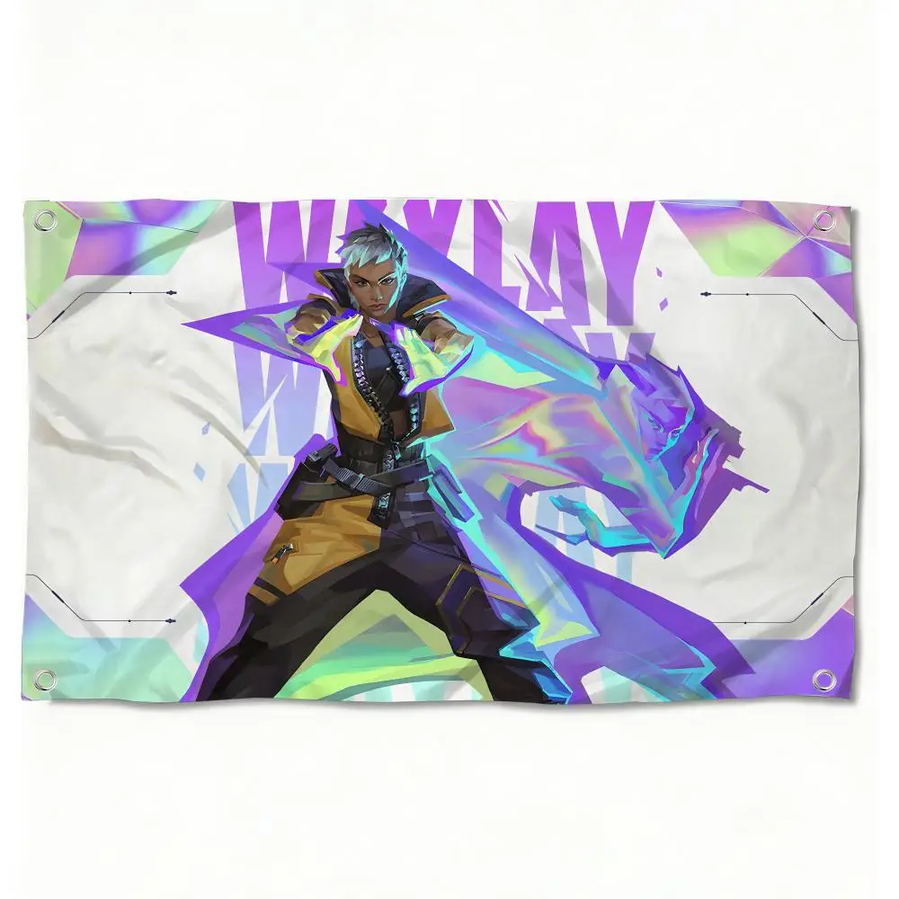 classic video game V-Valorant Flags Horizontal High Density Knitted Fabric European Simple For Durable Outdoor Indoor Use