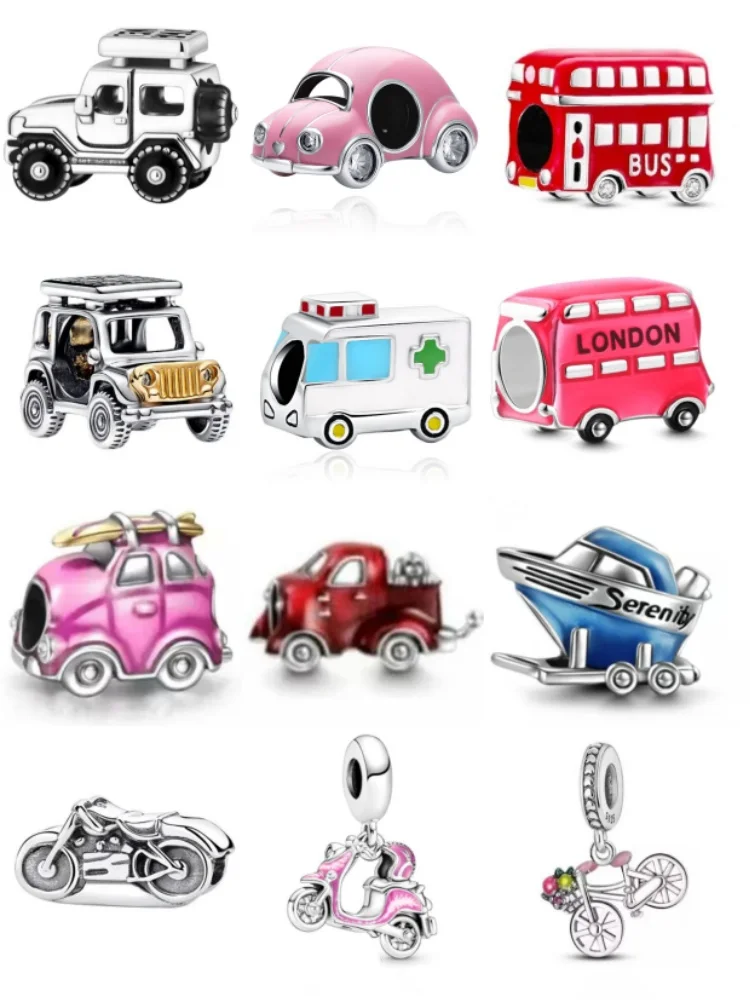 AliExpress NONE New 925 Silver Motorcycle, Bus, Bicycle,Electric Bike Bead Pendant Suitable for European Original Bracelet DIY Exquisite Jewelry