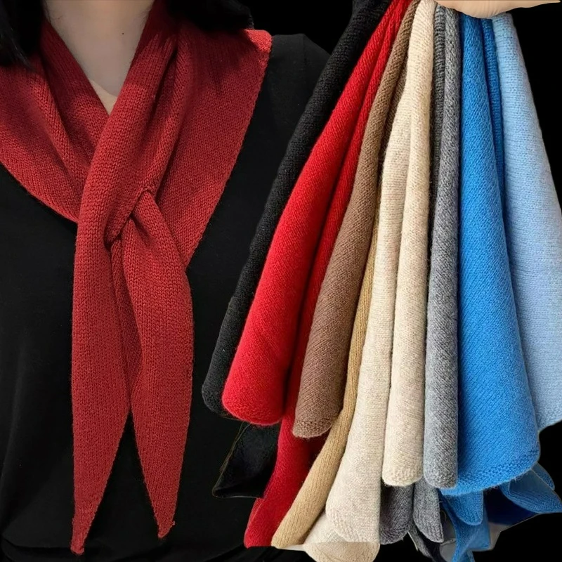 Colorful Wool Knitted Triangular Scarf Multi-functional Warm Women's Headscarf Winter Neckerchief Hair Wrap Fashion Accessory
