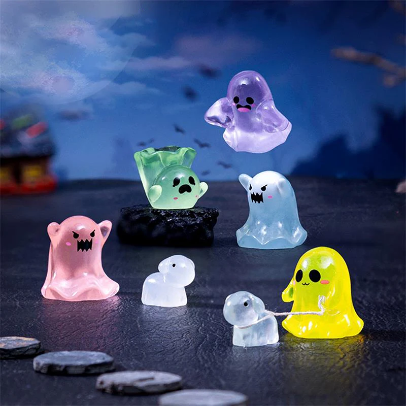 5 STKS Leuke Poppenhuis Lichtgevende Spook Pop Miniatuur Modellen DIY Accessoire Poppenhuis Decor Halloween Ornamenten Glow In The Dark Speelgoed
