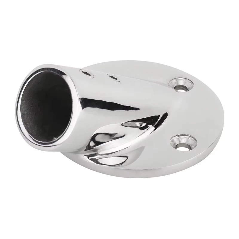 1Pcs 316 Stainless Steel Railing Foot Round Base 30° For 25mm OD Tube Mirror Polished Marine Yacht Guardrail Bracket