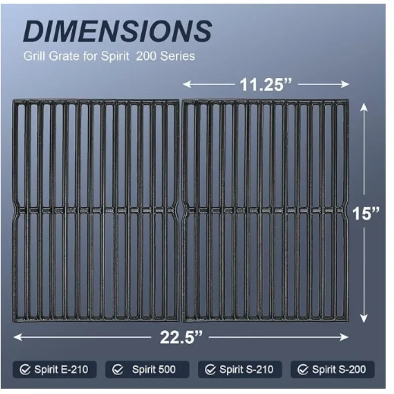 7522 Cast Iron Grill Grate 15 Inch Replacement Cooking Grate Fit for Weber Spirit E/S 200 E/S 210 Gas Grill