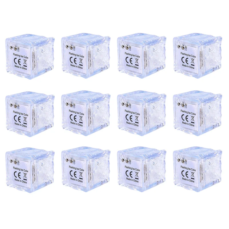 Waterproof LED Ice Cube, 12Pcs Multi Color Flashing Glow in the Dark LED Light Ice Cube Glowinthedark for Drinking Party