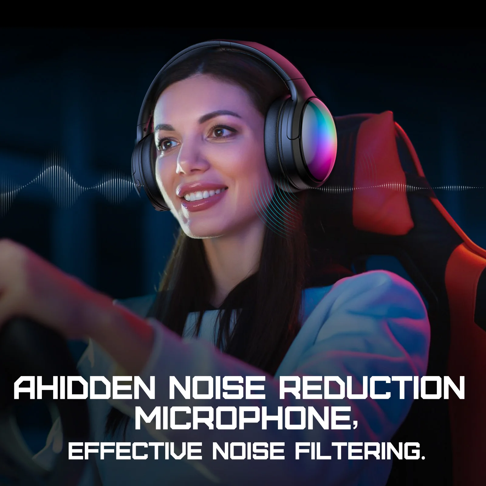 ONIKUMA B3 Wireless-compatible Over-Ear Headphones Foldable Wireless Earphone Headset with RGB LED Light for Gaming PC