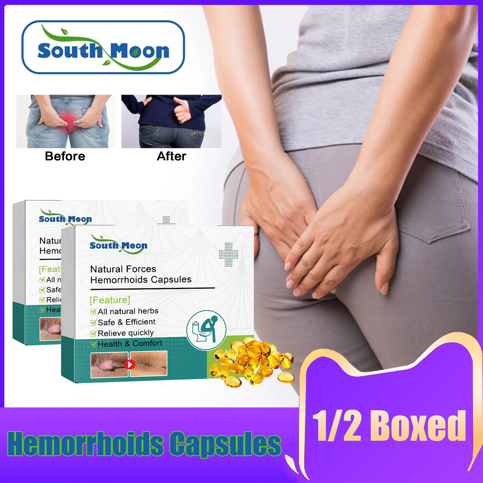 Hemorrhoids Treatment Capsules Internal External Meat Ball Removal Relief Anal Pain Treat Swelling Bleed Anal Fissure Therapy