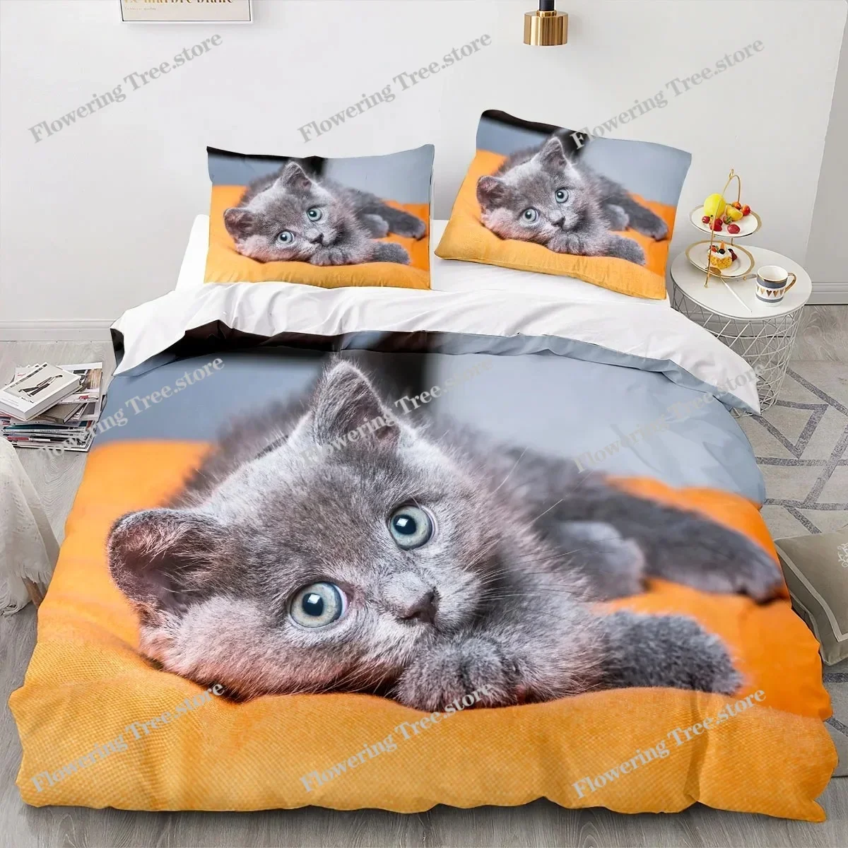 

3D Printed Animal Cat Bedding Set Boys Girls Twin Queen Size Duvet Cover Pillowcase Bed Kids Adult Fashion Home Textileextile