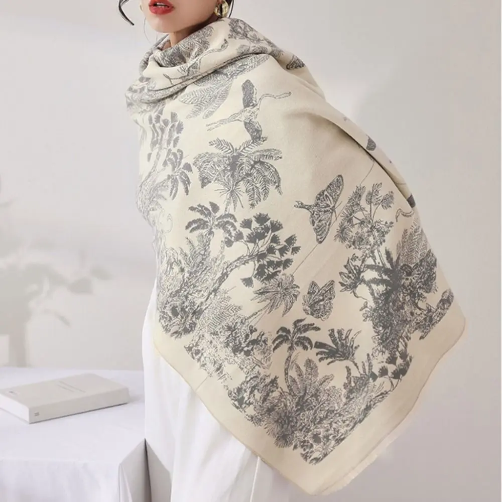 

Printing Ethnic Style Scarf Bohemia Large Imitation Cashmere Shawl Scarf Accessories Warm Double-sided Cape Travel Vacation