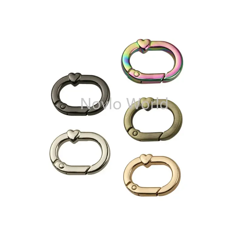 20MM Heart-shaped Metal Oval Spring Buckles For Bags Belt Strap Open Keychain Carabiner Openable Dog Chain Clip Hook Accessories