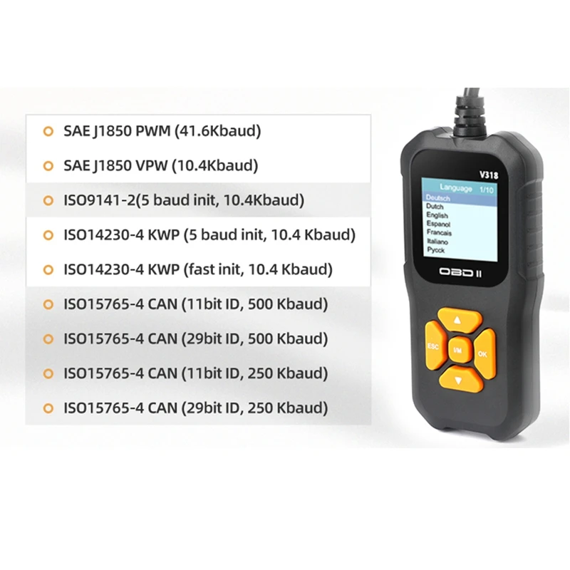 V318 OBD2 Scanner Car Battery Tester Read Clear Erase Codes Tool OBD2 Battery Analyzer Tester