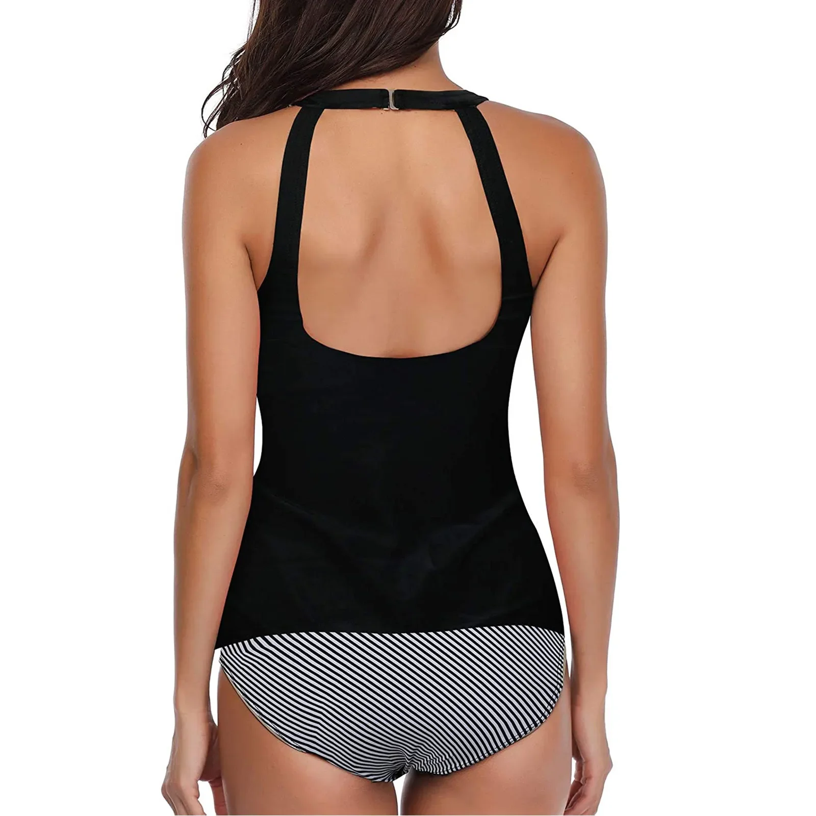 ملابس سباحة تانكيني للتحكم في البطن للنساء، توب بدون أكمام للسباحة، مجموعة بيكيني، ملابس سباحة مع شورت، بدلة استحمام من قطعتين، مقاس كبير
