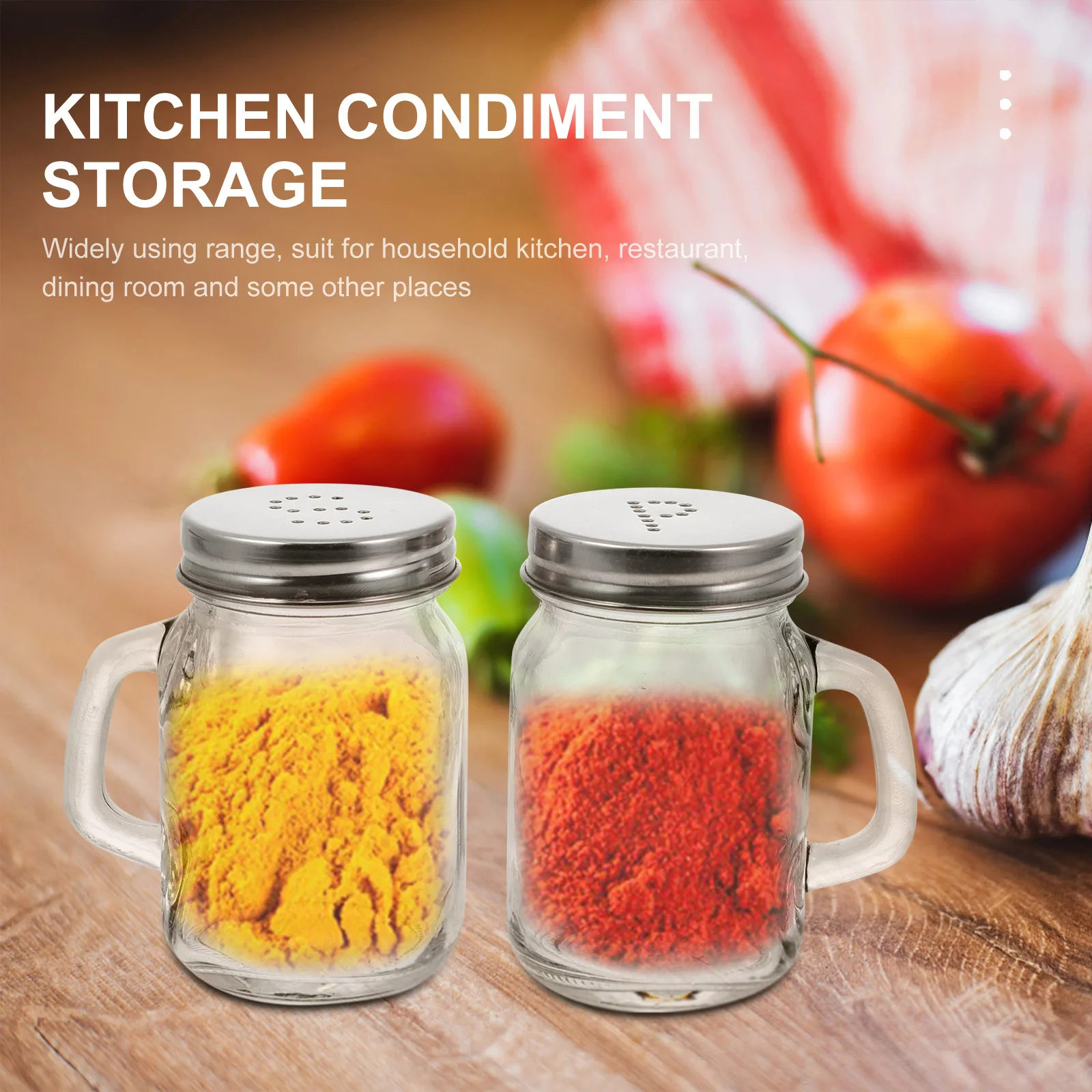 

2Pcs Glass Seasoning Bottles Salt Pepper Shakers Kitchen Storage Containers Condiment Holders Bbq Spice Shakers Easy Clean