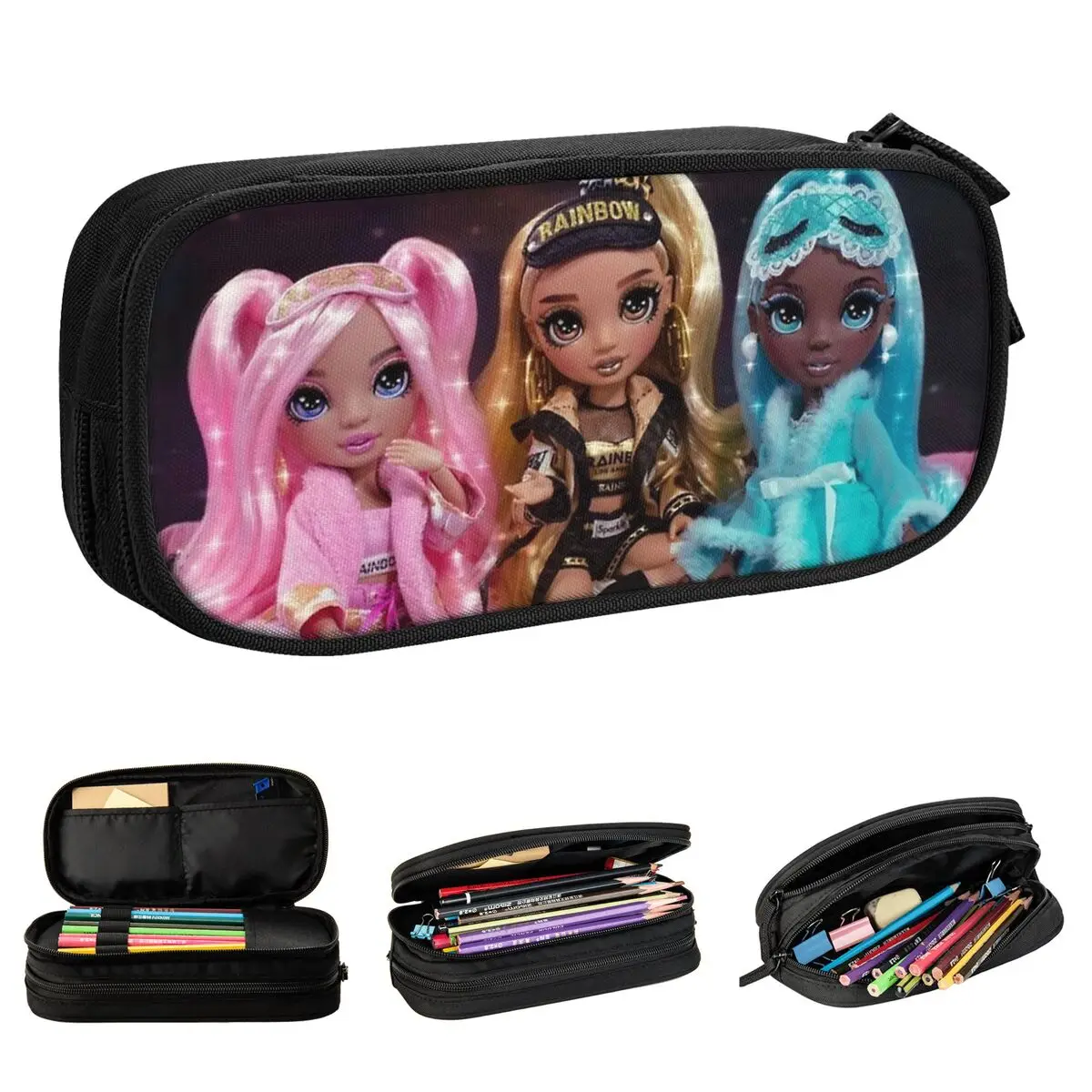 Rainbow High Slumber Party Dolls Pencil Case Classic Pen Box Bags Student Large Storage School Supplies Gifts Pencilcases