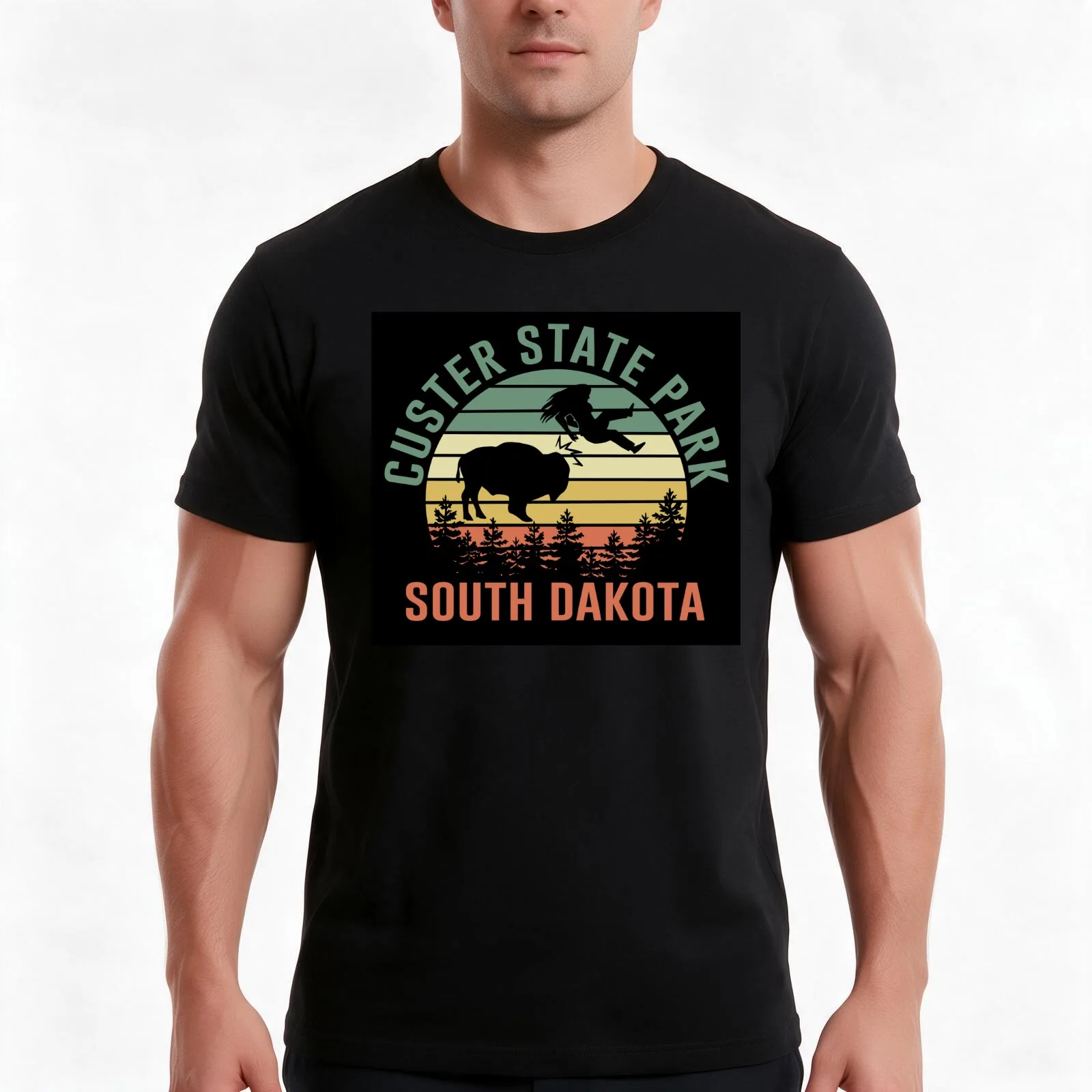Custer State Park South Dakota T-Shirt Summer Casual Cotton Tee Oversized Streetwear Tops Vintage Graphic Print 100% Cotton