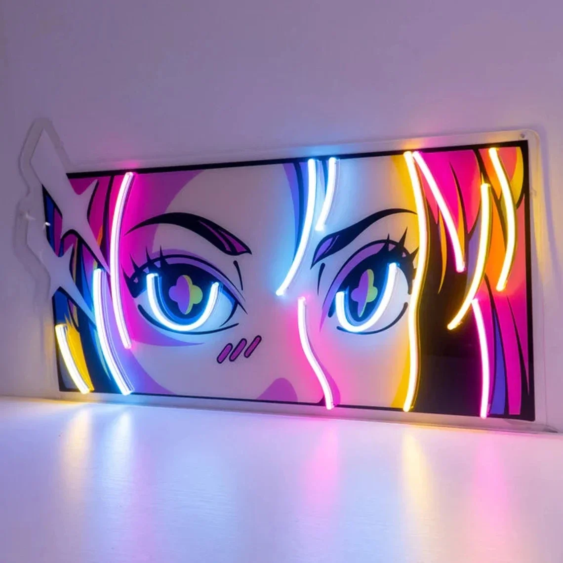 Custom Personalized Passionate Eyes LED Neon Sign Light Pop Art for Kids and Anime Neon Home Decor House Cartoon Sign for Salon