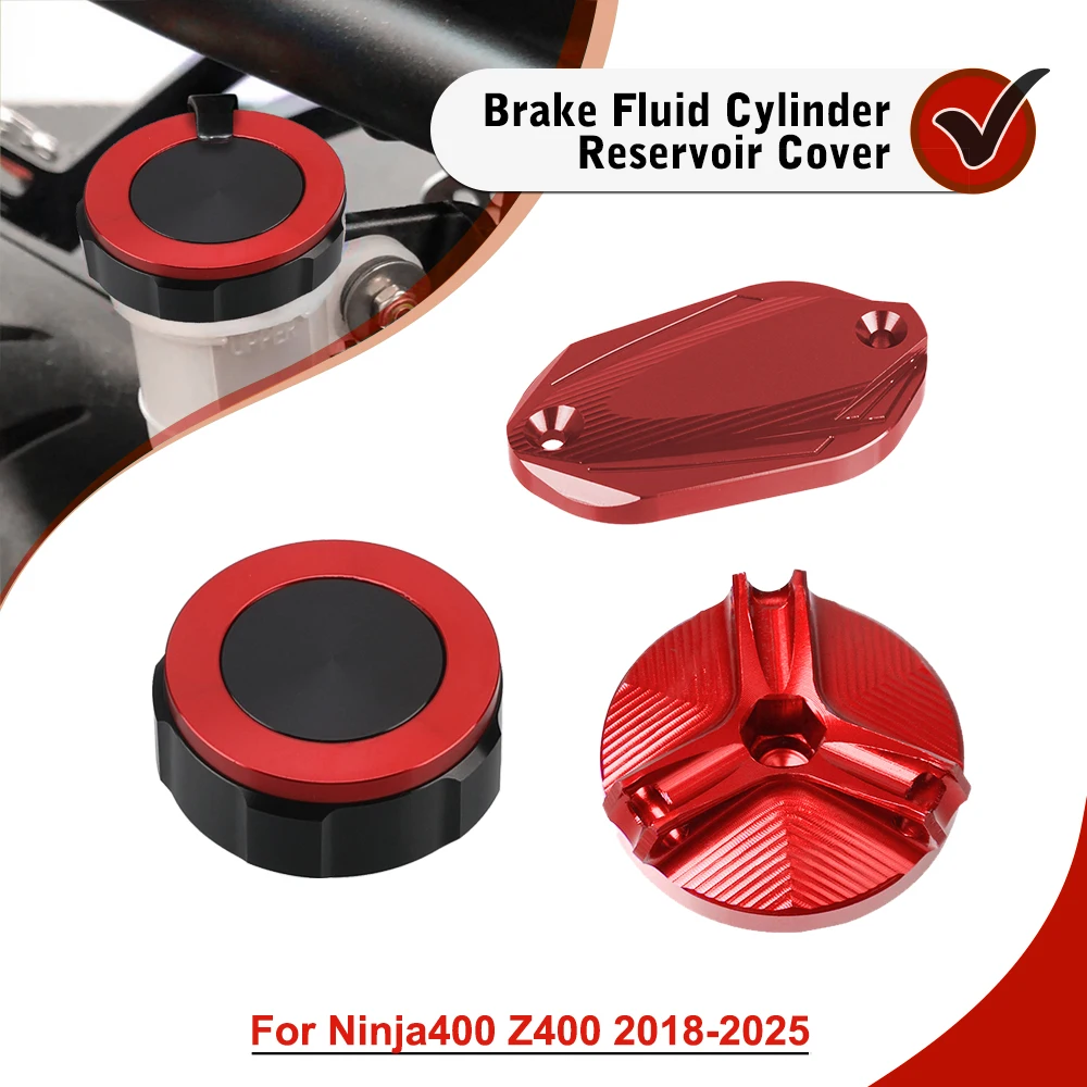 

For Kawasaki Ninja400 Z400 Ninja 400 2018-2025 2024 2023 Motorcycle Front Rear Brake Fluid Reservoir Cover Engine Oil Filler Cap