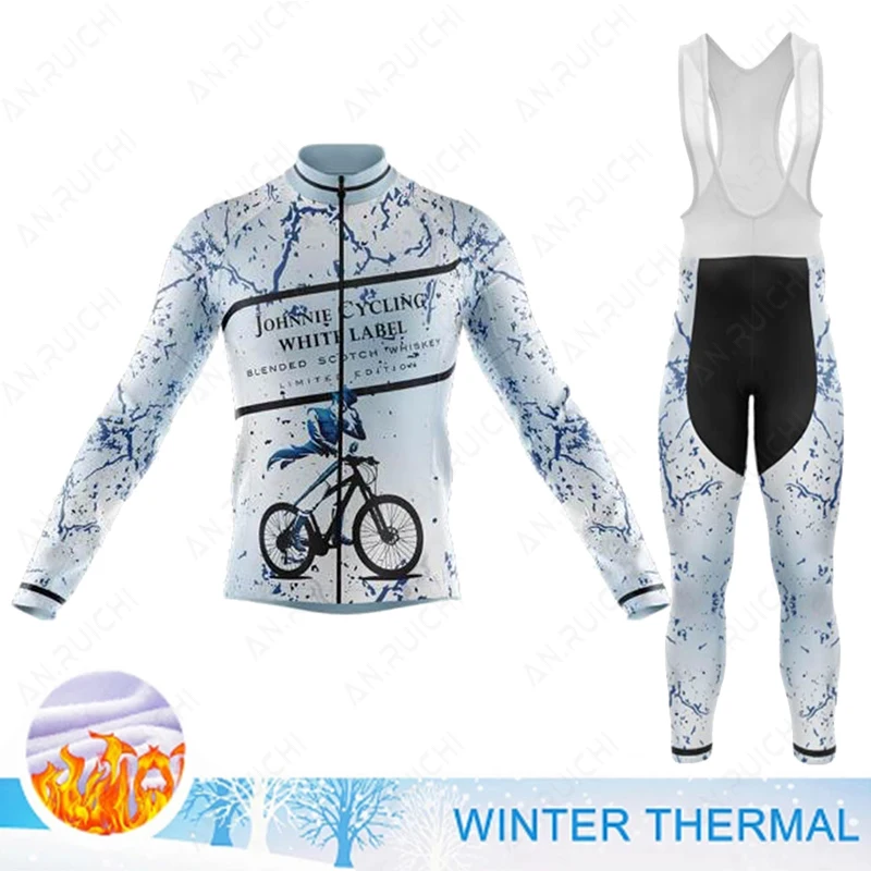 JOHNNIE Warm Cycling Jersey Set 2023 Winter Long Sleeve Cycling Clothing MTB Bike Uniform Maillot Ropa Ciclismo Men Bicycle Wear