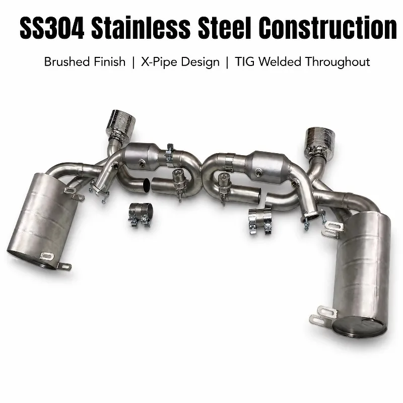 Valved Catback Exhaust System High Flow Resonators Dual Mufflers xyl