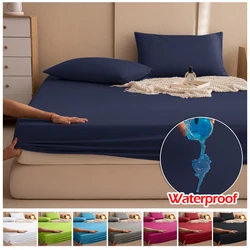 Waterproof Bed Cover,Fitted Bed Sheets With Elastic Band Anti-slip,Adjustable Mattress Protector,Double Bed Sheets 160/180x200cm