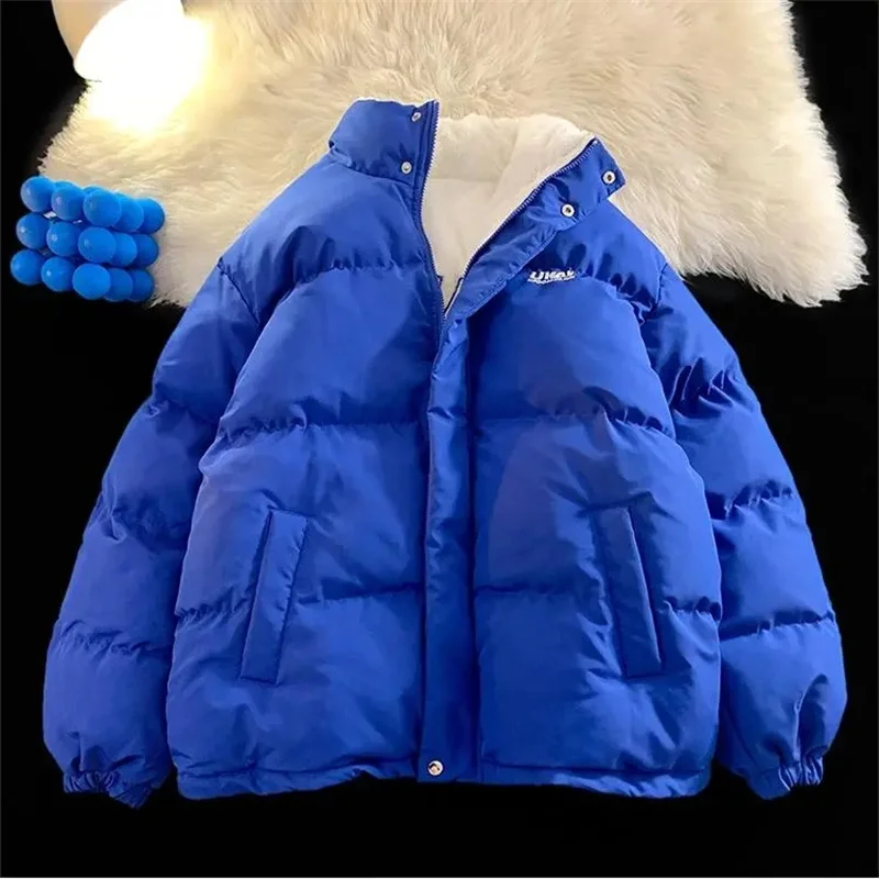 Winter Cotton-padded Girls 2024 New Junior High School Students Lambswool Plus Velvet Padded Two Sides Wear Cotton-padded Coat