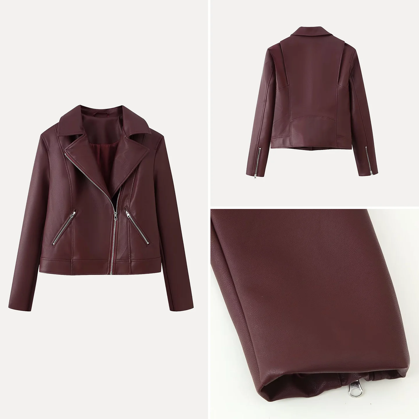 Nova Jaqueta Fena de Couro Estilo Motocicta com Lapela e Zíper, Coleção Outono 2025 – Ajuste Padrão, Moda Casual e Per...