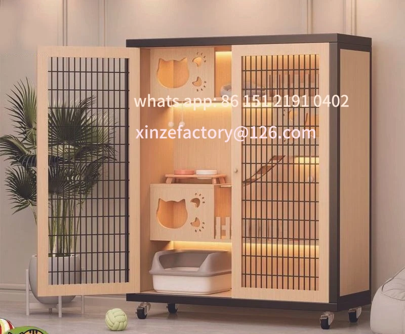 

Customizable Winter Cat House Cabinet Cage Pet Villa Household Indoor Iron Mesh Large Free Space Luxury