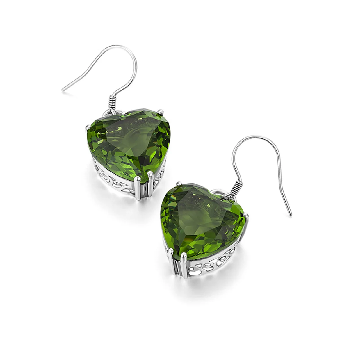 Vintage Gemstone Drop Earrings for Women 925 Silver Luxury Peridot Heart Cut Earrings Party Anniversary Gift Fine Jewelry New in