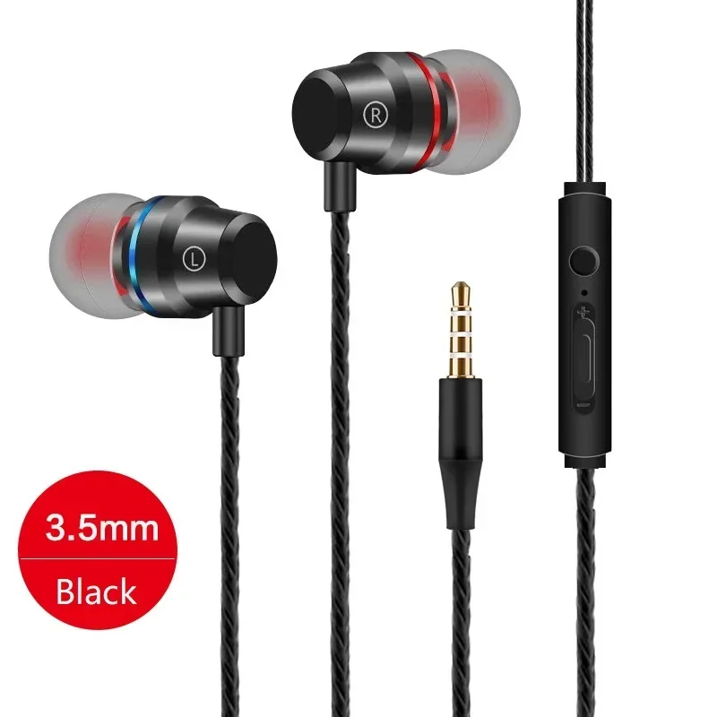 Headphones Phone Portable Audio In Ear Sport Metal Earphones High Quality Bass Noise Reduction Earband With Microphone Formobile