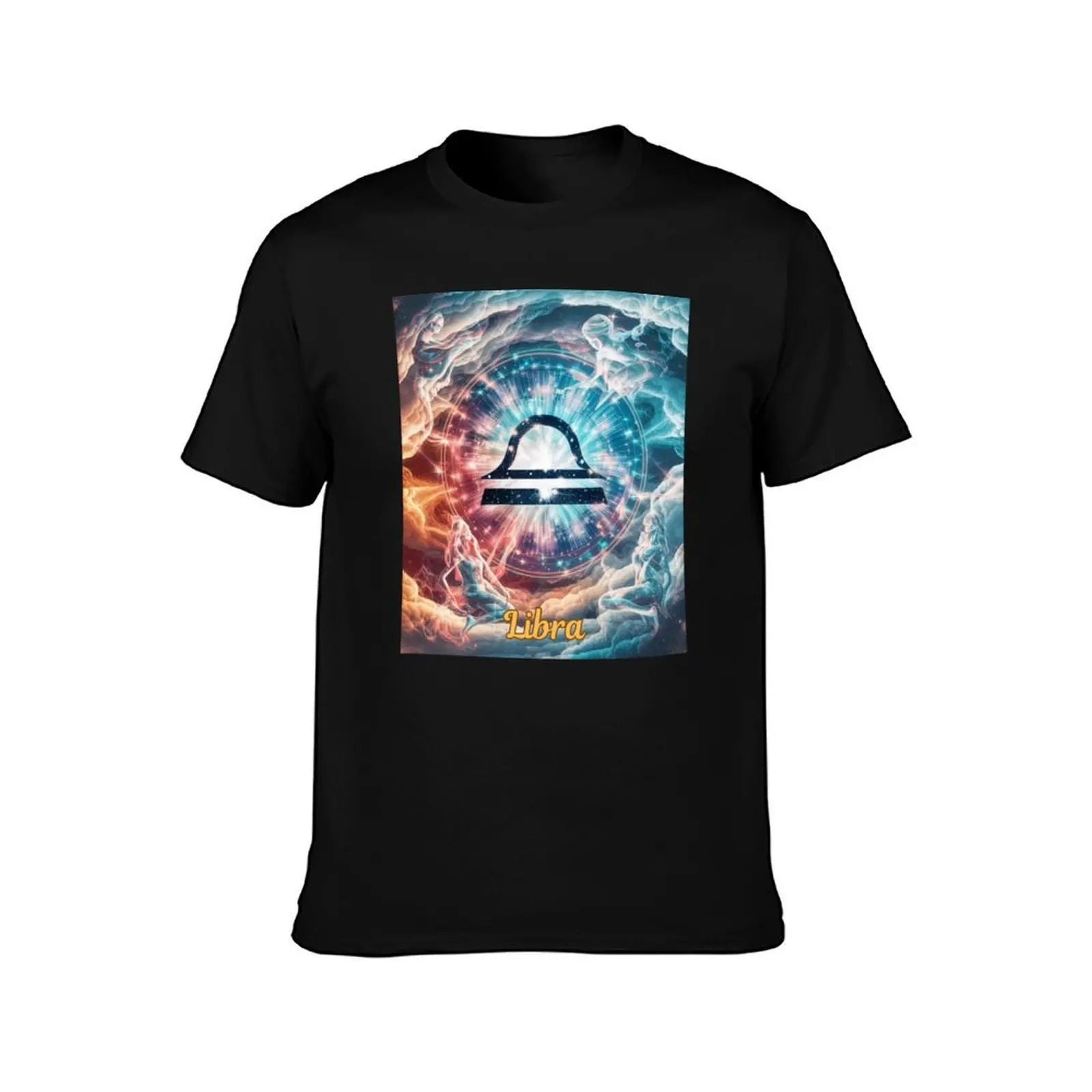 Libra Zodiac T-Shirt, Summer Casual Cotton Tee, Oversized Streetwear Tops, Vintage Graphic Print, Loose Fit Short Sleeve