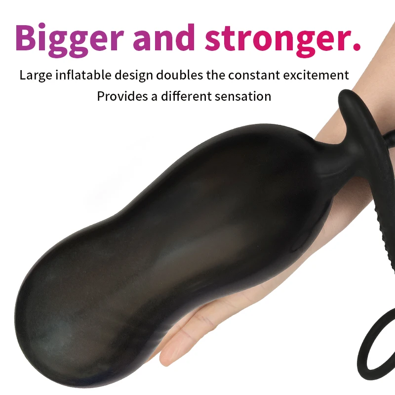 Inflatable Dildo Anal Plug With Penis Lock Sex Toy for Adult Product Men Tool Butt Dilator Expander Backyard Machine Erotic Shop