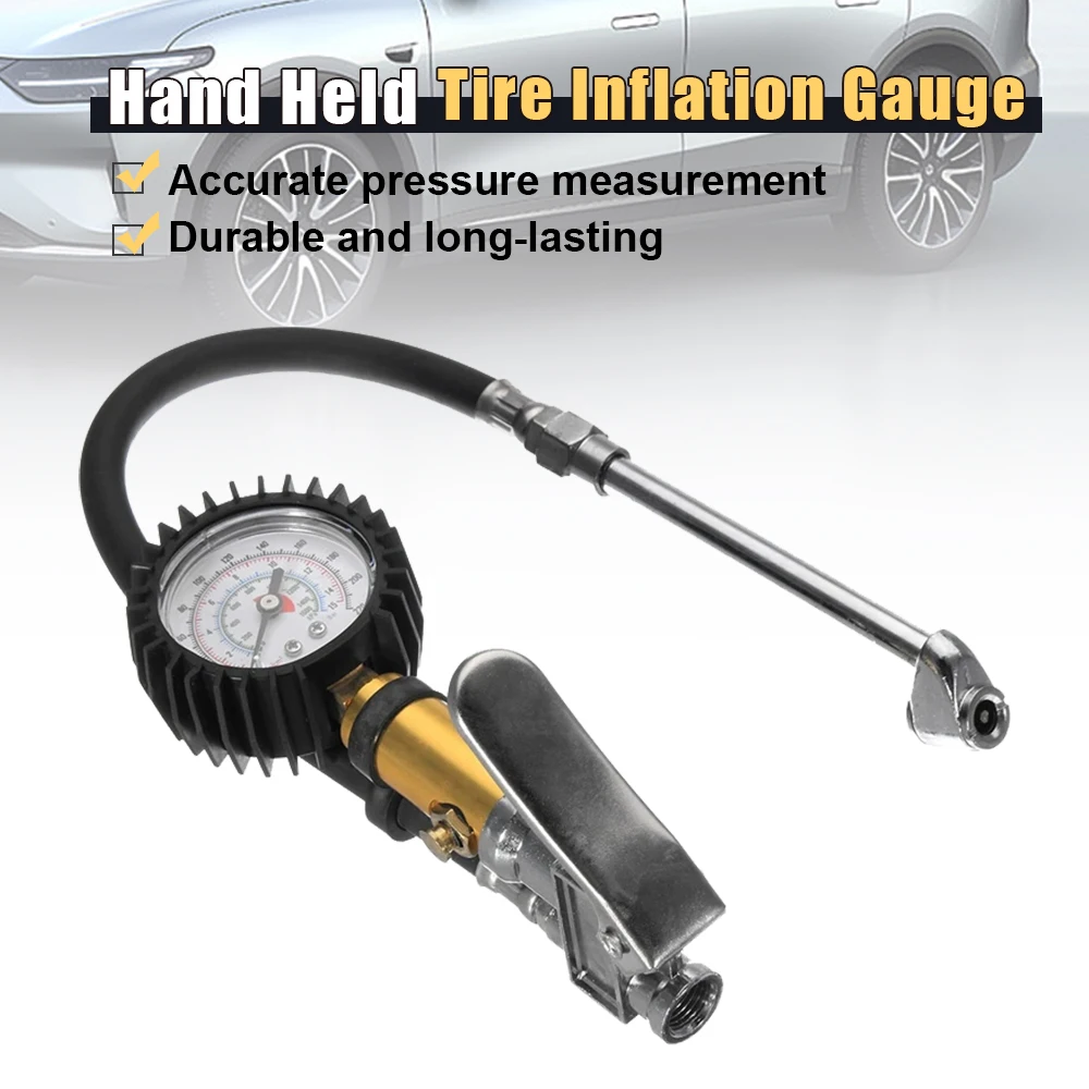 

Tyre Air Inflator Dial Pressure Meter Gauge Air Line Tyre Pump Pressure Dual Air ChuckTester for Car Truck Cycles Dinghies