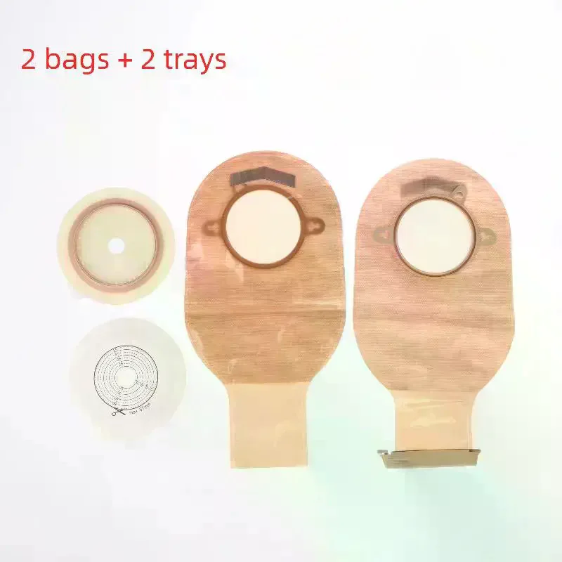 1 Set Two Piece Drainable Pouches Ostomy Supplies Colostomy Bags With Hoop And Look Ileostomy Stoma Care