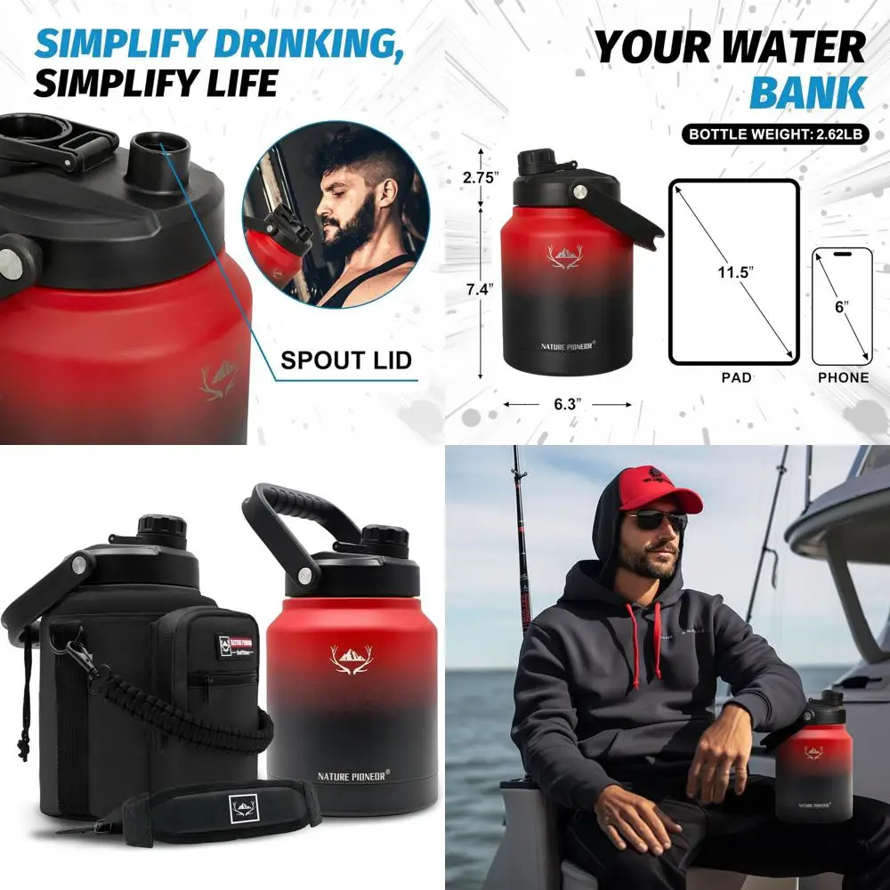 

Double Vacuum Insulated Stainless Steel Water Bottle with Holder, 84 oz Capacity, Wide Mouth, Ideal for Outdoor, Sports, Hiking,