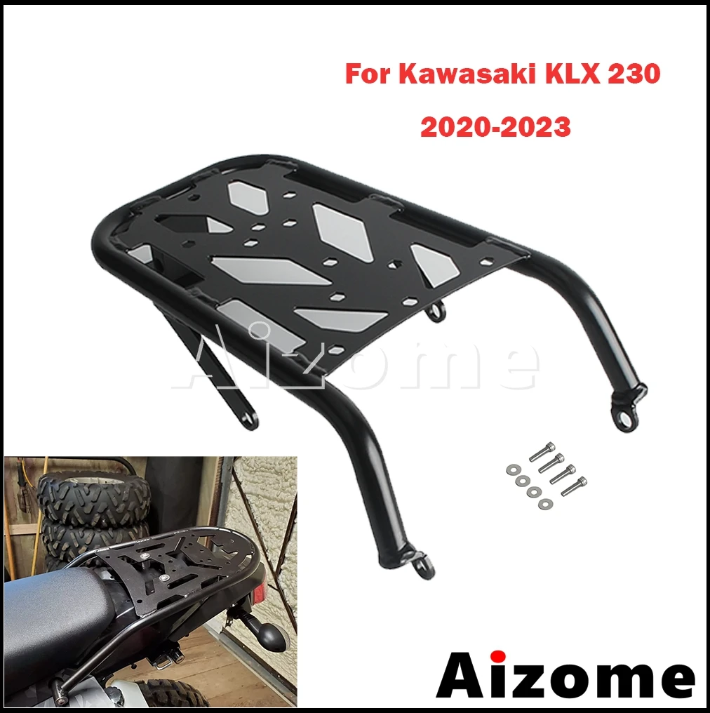 Motorcycle Steel Accessories Rear Luggage Rack Box Support Extension Bracket Black For Kawasaki KLX 230 KLX230 2020 2021-2023