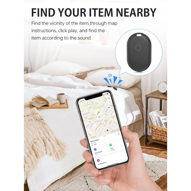 Mini rastreador de gato inteligente com GPS global, localizador de chave anti-perda, carteira, alarme, encontre meu (somente iOS), e