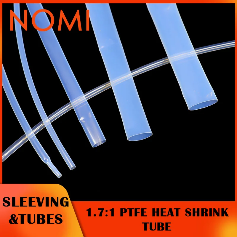 

1M 5M 10M Transparent PTFE Heat Shrink Tubing 1.7:1 Shrink High Temp 260°C 600V Wire Cable Insulation Waterproof Multiple Sizes