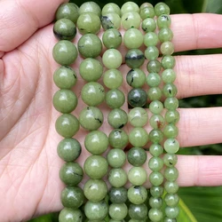 Natural Canadian Green Jades Stone Beads Round Loose Spacer Beads For Jewelry Making 4/6/8/10mm DIY Bracelet Handmade