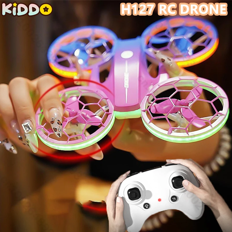

H127 Мини Радиоуправляемый Дрон НЛО Квадрокоптер Пульт Дистанционного Управления Вертолет Дрон Посадочная ИБП с одной кнопкой Устойчивый к падению Красочное освещение Рождественский подарок
